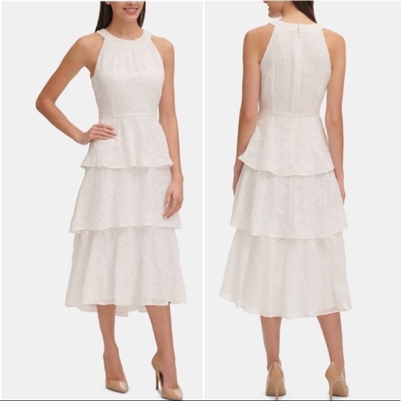 Ivy embroidered ruffle tiered midi dress - Picture 4 of 4